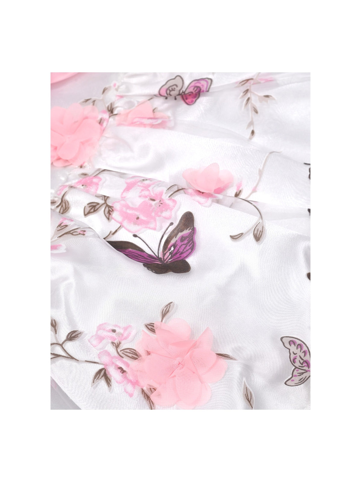 Girls Dress Toddler Pink 3D Floral Butterfly Faux Bodice Party Birthday Satin Tulle Pink Floral