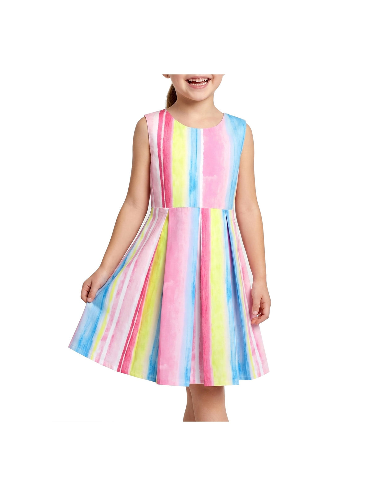 Girls Sleeveless Cotton Dress Blue Striped Casual Summer Dresses For Girls Pink Striped