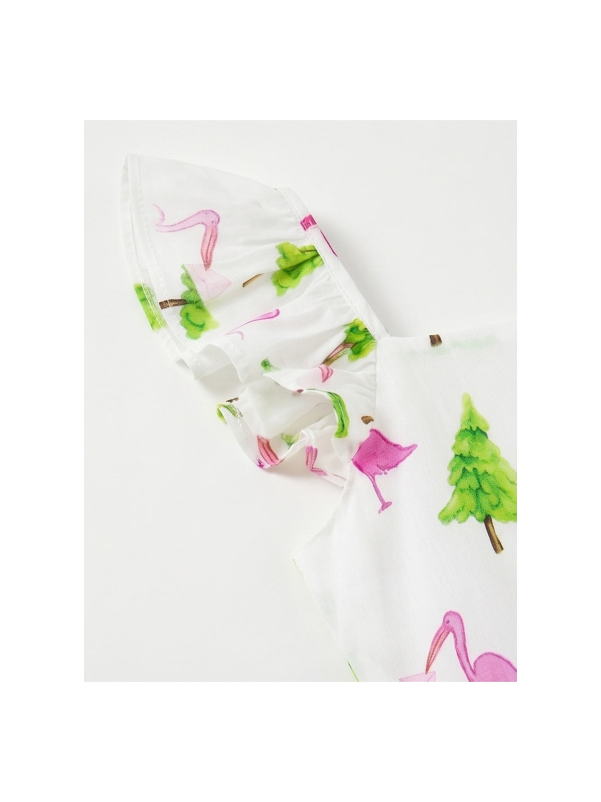 Girls Dress Bow Tie Cherry Fruit Overlap Design Red White Flamingo Print