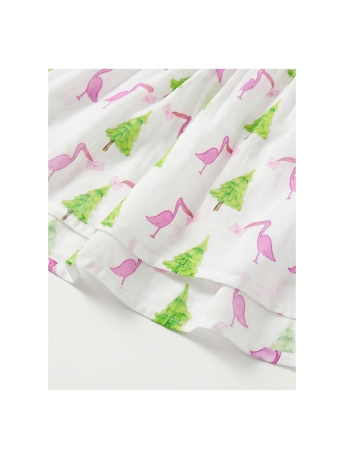 Girls Dress Bow Tie Cherry Fruit Overlap Design Red White Flamingo Print