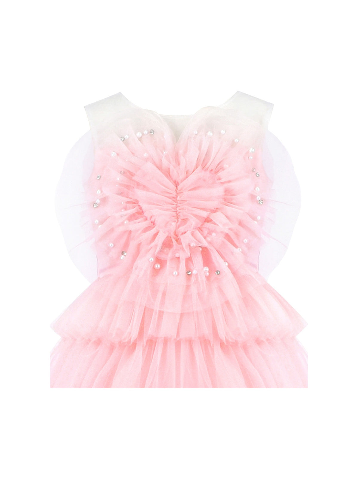 Girls Dress Light Pink Tulle Heart Sleeveless Party Layer Tiered Wedding Formal Dresses Ankle Light Pink Tulle