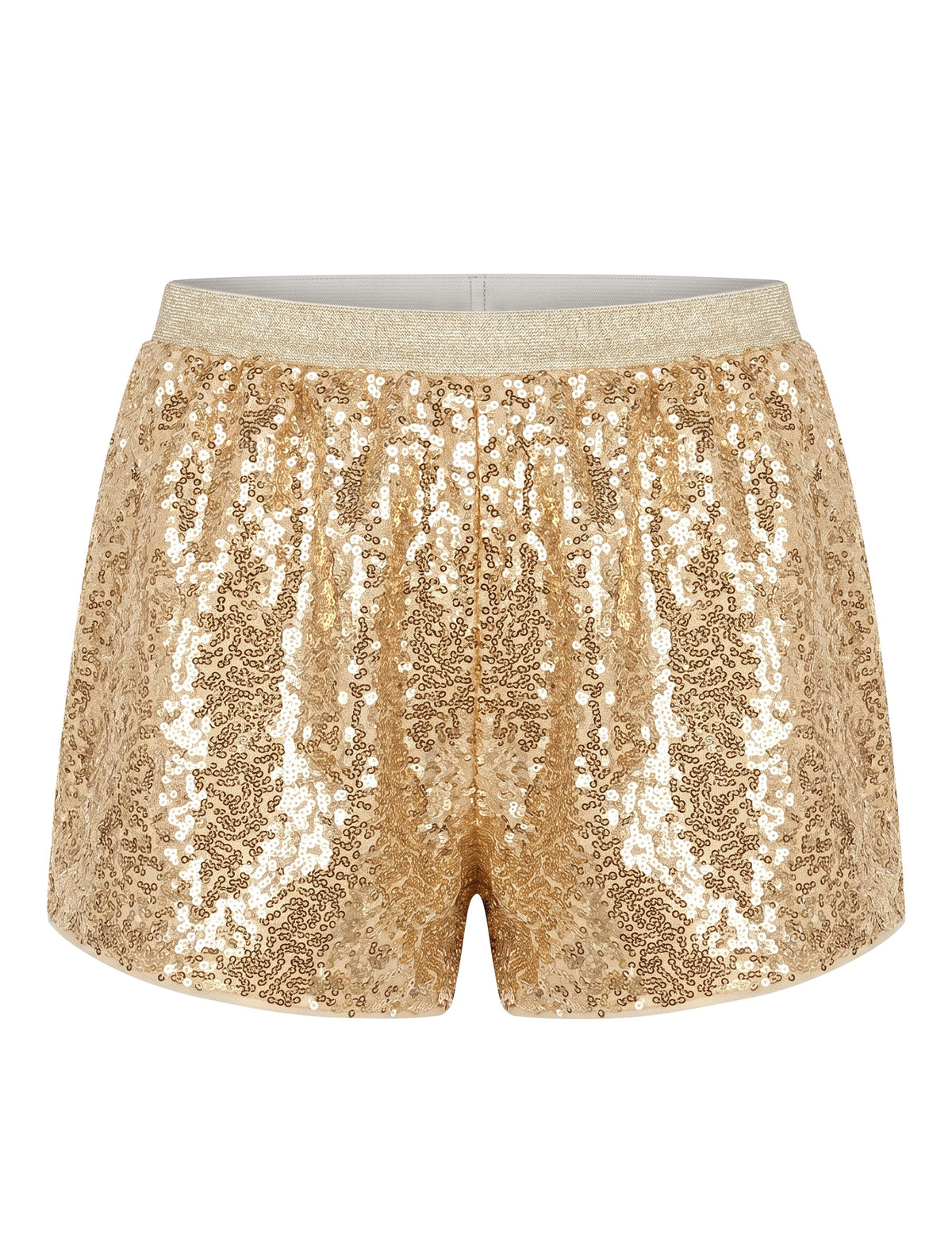 Girl Shorts Silver Sparkle Sequin Mid Waist Elastic Show Dance Party Gold Sequin