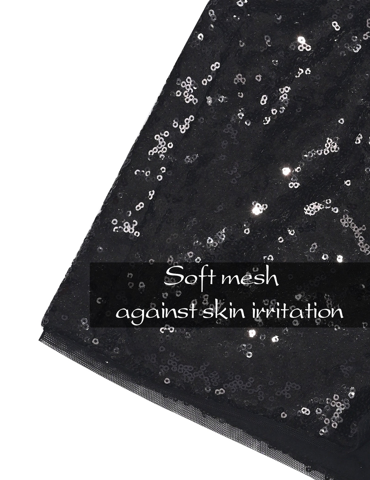 Girl Shorts Silver Sparkle Sequin Mid Waist Elastic Show Dance Party Black Sequin