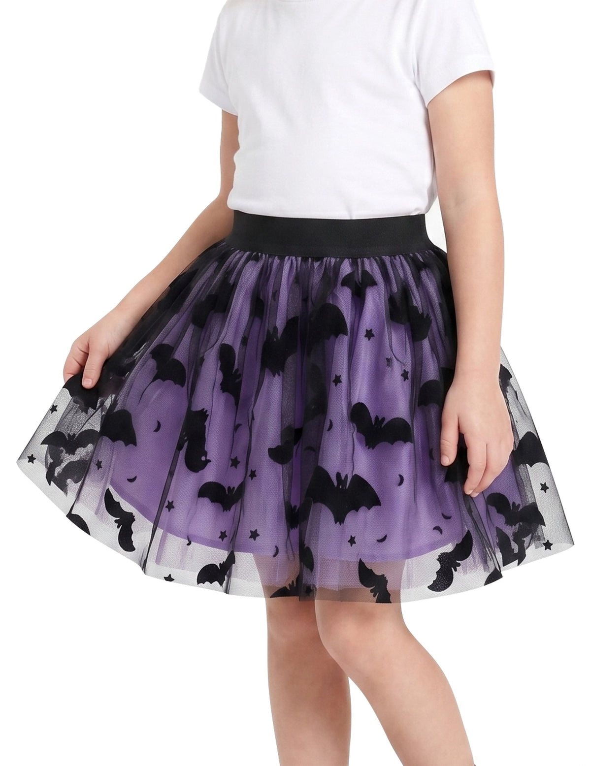Girls Skirt Blue Heart Sequins Sparkling Tutu Dancing Purple Bat