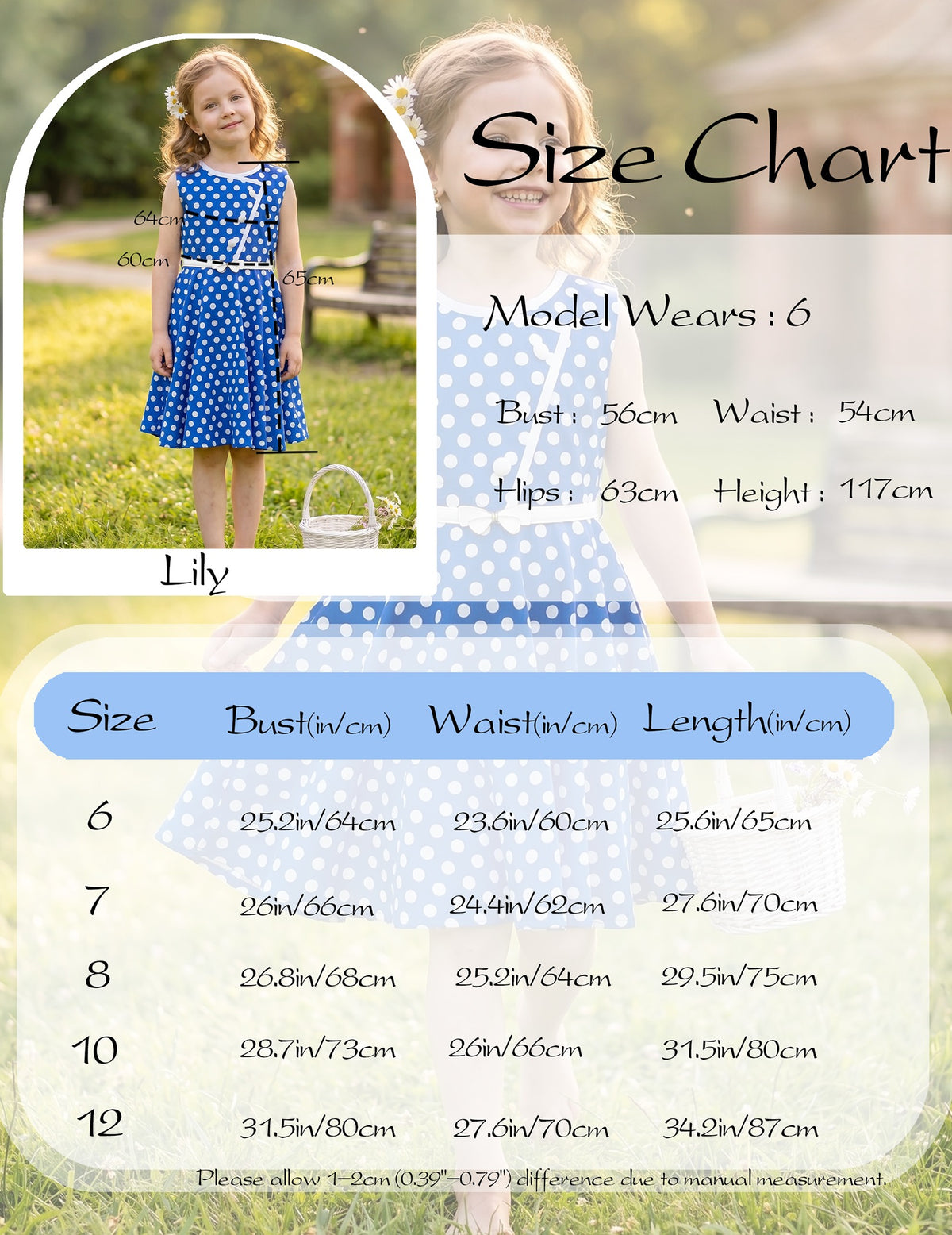 Girls Dress Polka Dot Butterfly Belt Asymmetrical Playful - Blue Polka Dot
