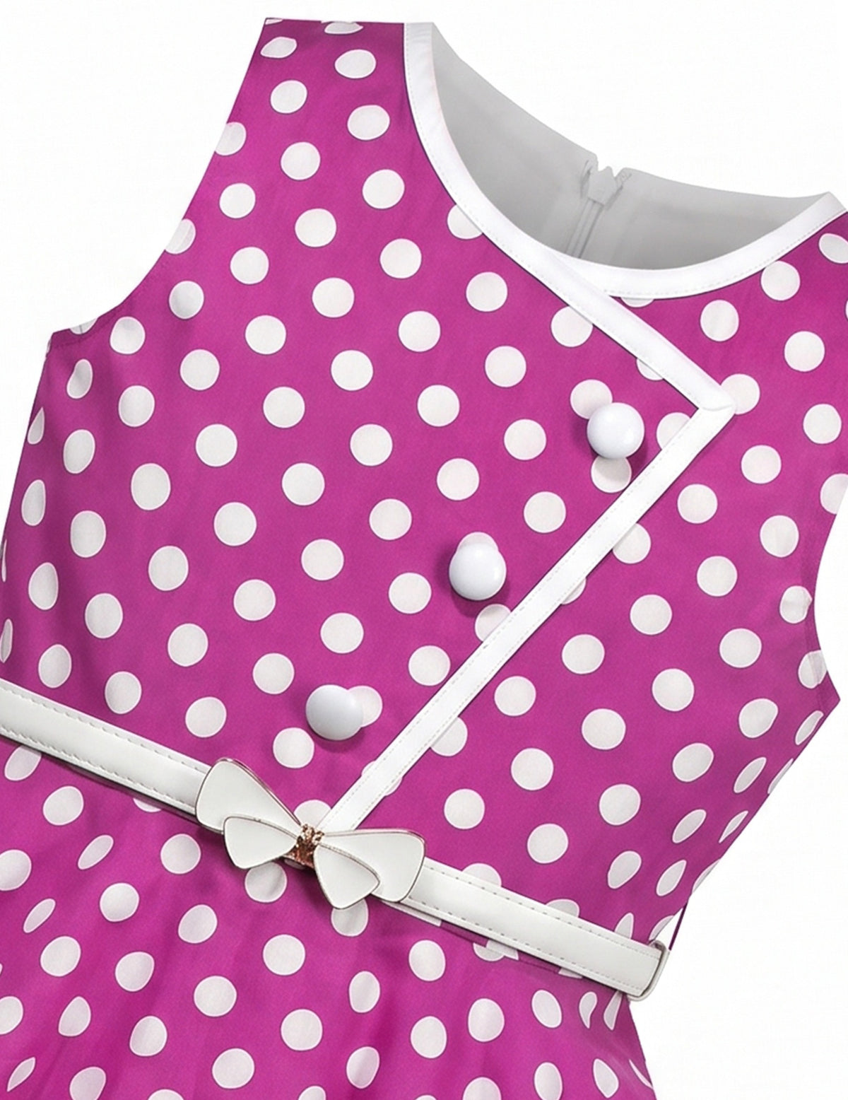 Girls Dress Polka Dot Butterfly Belt Asymmetrical Playful - Purple Polka Dot