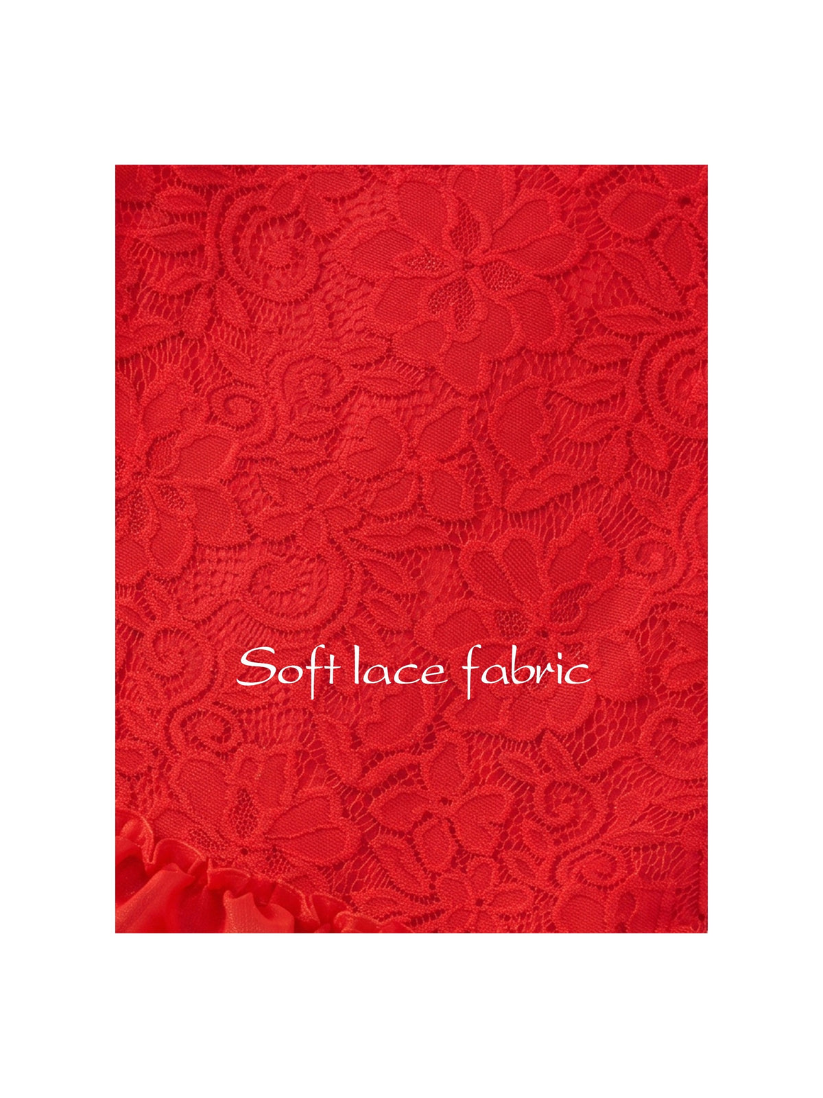Girls Dress Beige Lace A-Line with Tiered Ruffle Hem Sleeveless Round Neck Party Wedding - Red Lace