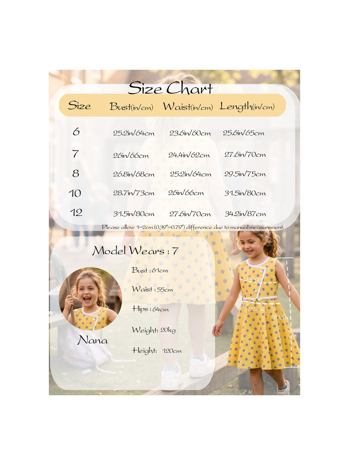 Girls Dress Polka Dot Butterfly Belt Asymmetrical Playful - Yellow Polka Dot