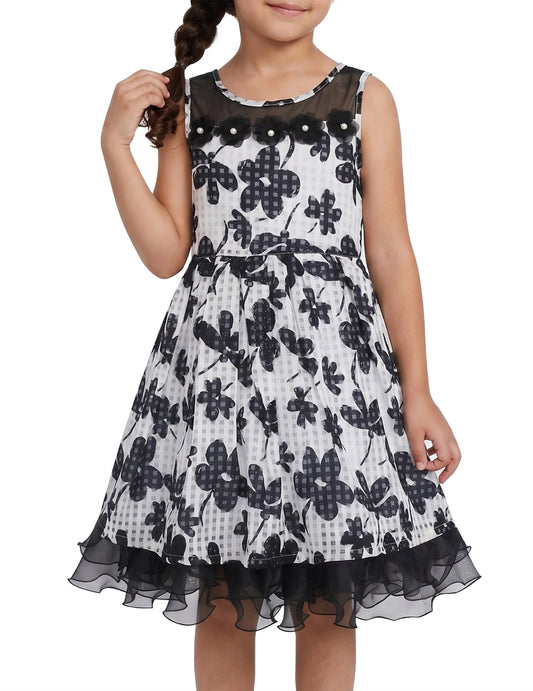 Girls Dress Purple Flower Bow Tie Wedding Party Children Clothes Size Black Floral