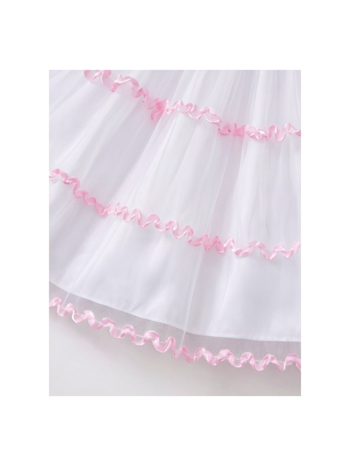 Flower Girls Dress Pink White Contrast Sleeveless Ruffle Tulle Summer Wedding Pageant Party Dresses Pink White Floral