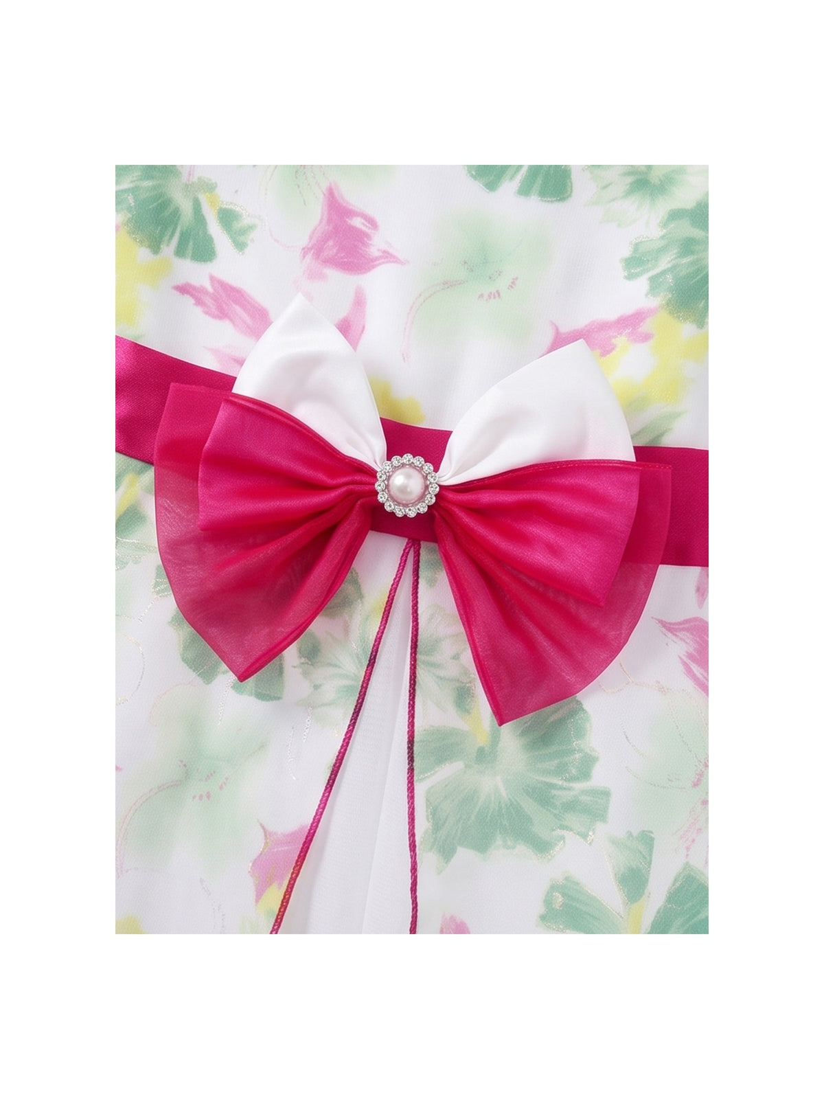 Girls Dress Purple Flower Bow Tie Wedding Party Children Clothes Size Green Floral