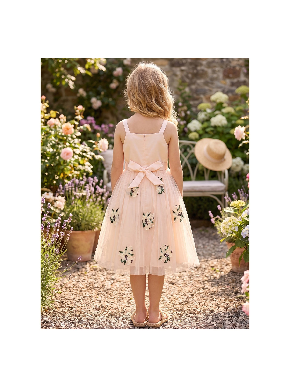 Girls Dress Purple Floral Sleeveless 3D Flower Rhinestone Summer Party Outdoor Dresses Beige Floral