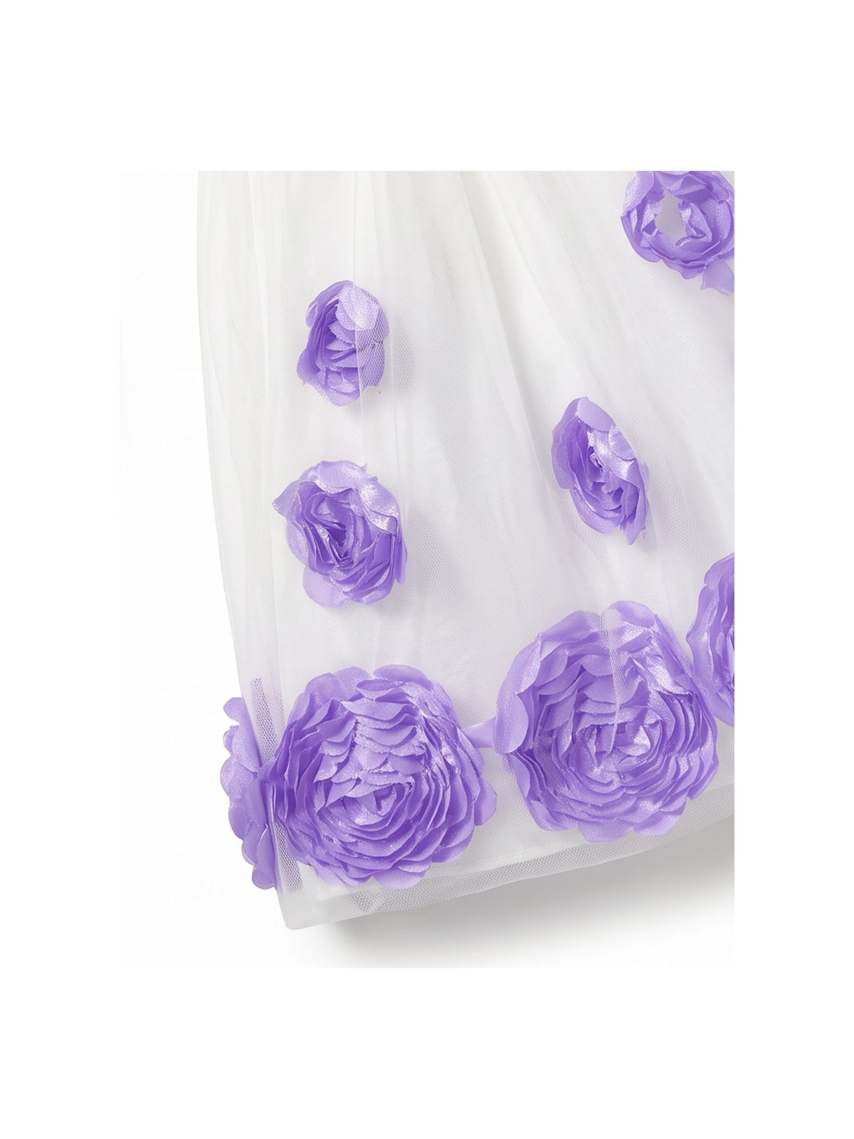 Girls Dress Purple Floral Sleeveless 3D Flower Rhinestone Summer Party Outdoor Dresses White Purple Floral