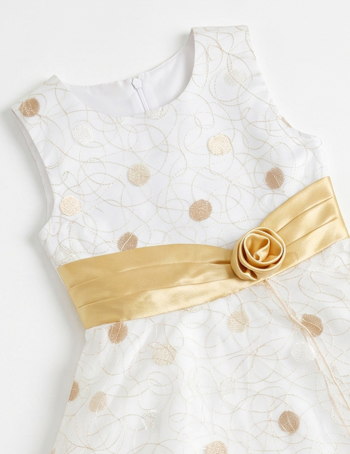 Girls Dress Black Polka Dot Classic Retro Elegant Event Show Sleeveless Tulle - Ivory Gold