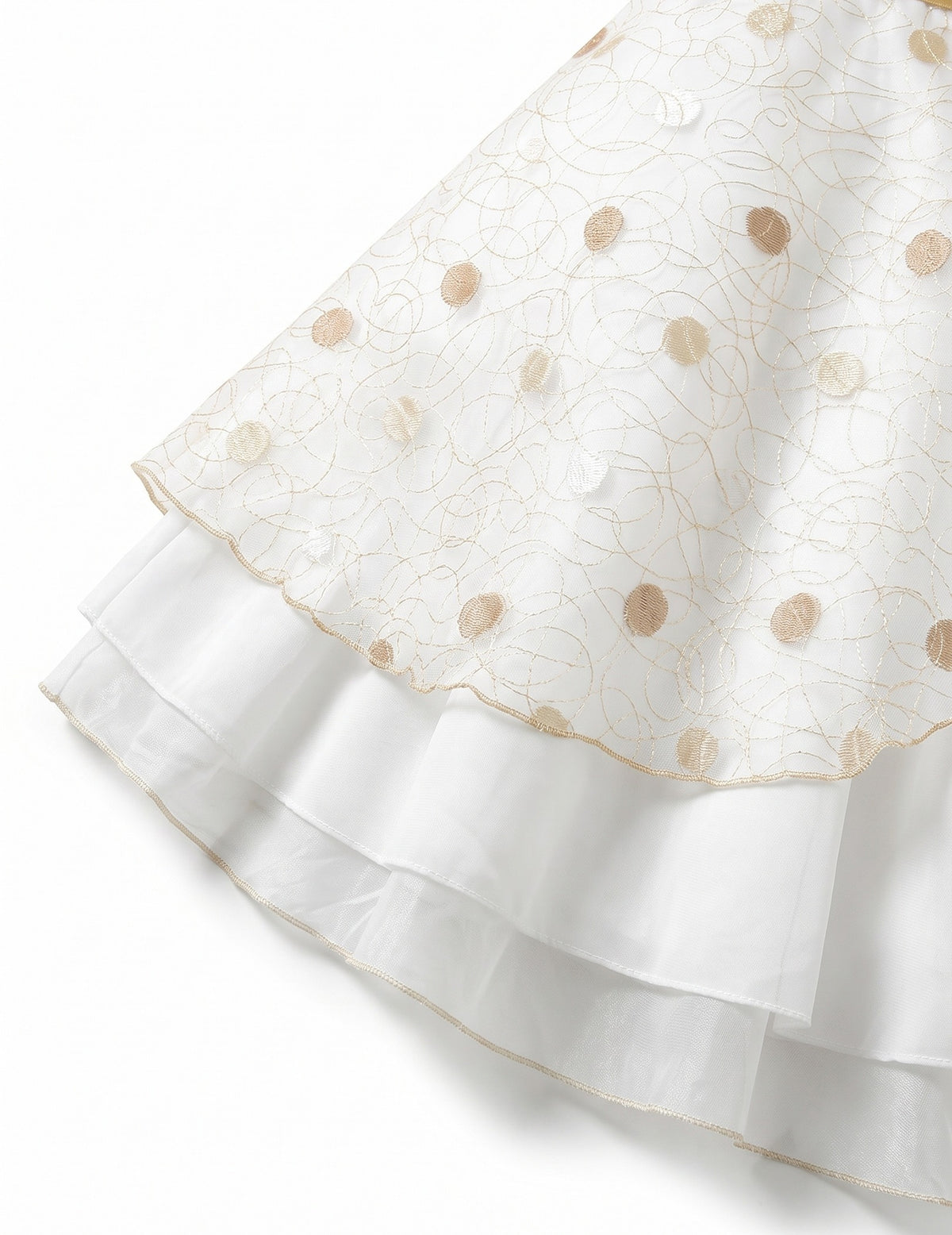 Girls Dress Black Polka Dot Classic Retro Elegant Event Show Sleeveless Tulle - Ivory Gold