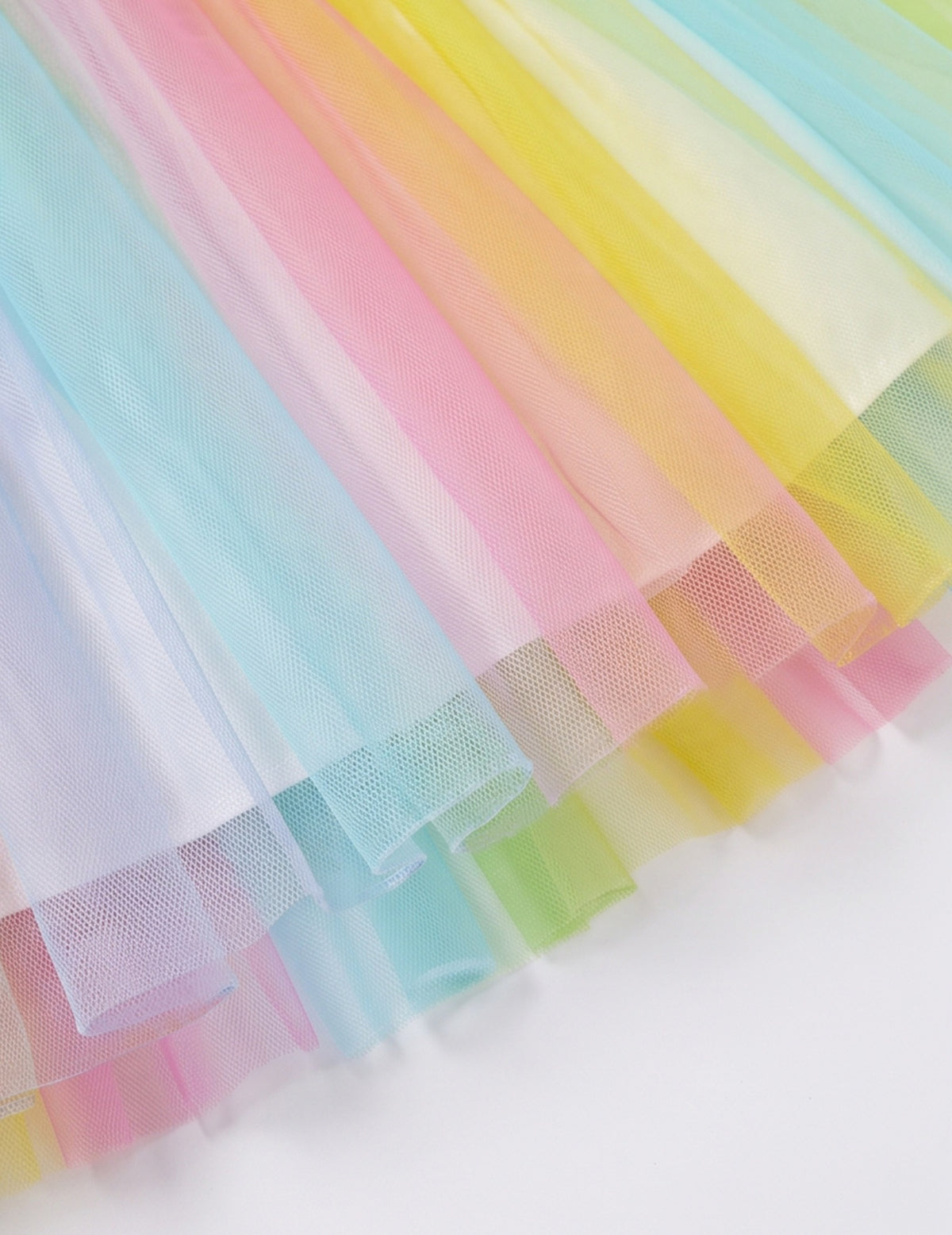 Girls Dress Cartoon Girl Pattern Tulle Overlay Party Pageant - Rainbow Tulle