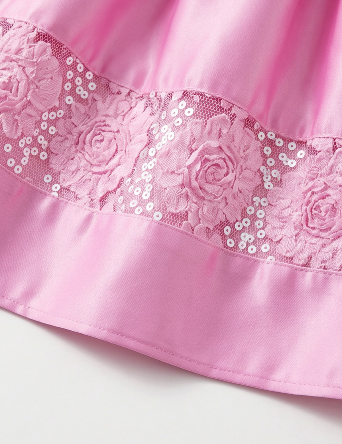 Girls Dress Cartoon Girl Pattern Tulle Overlay Party Pageant - Pink Floral