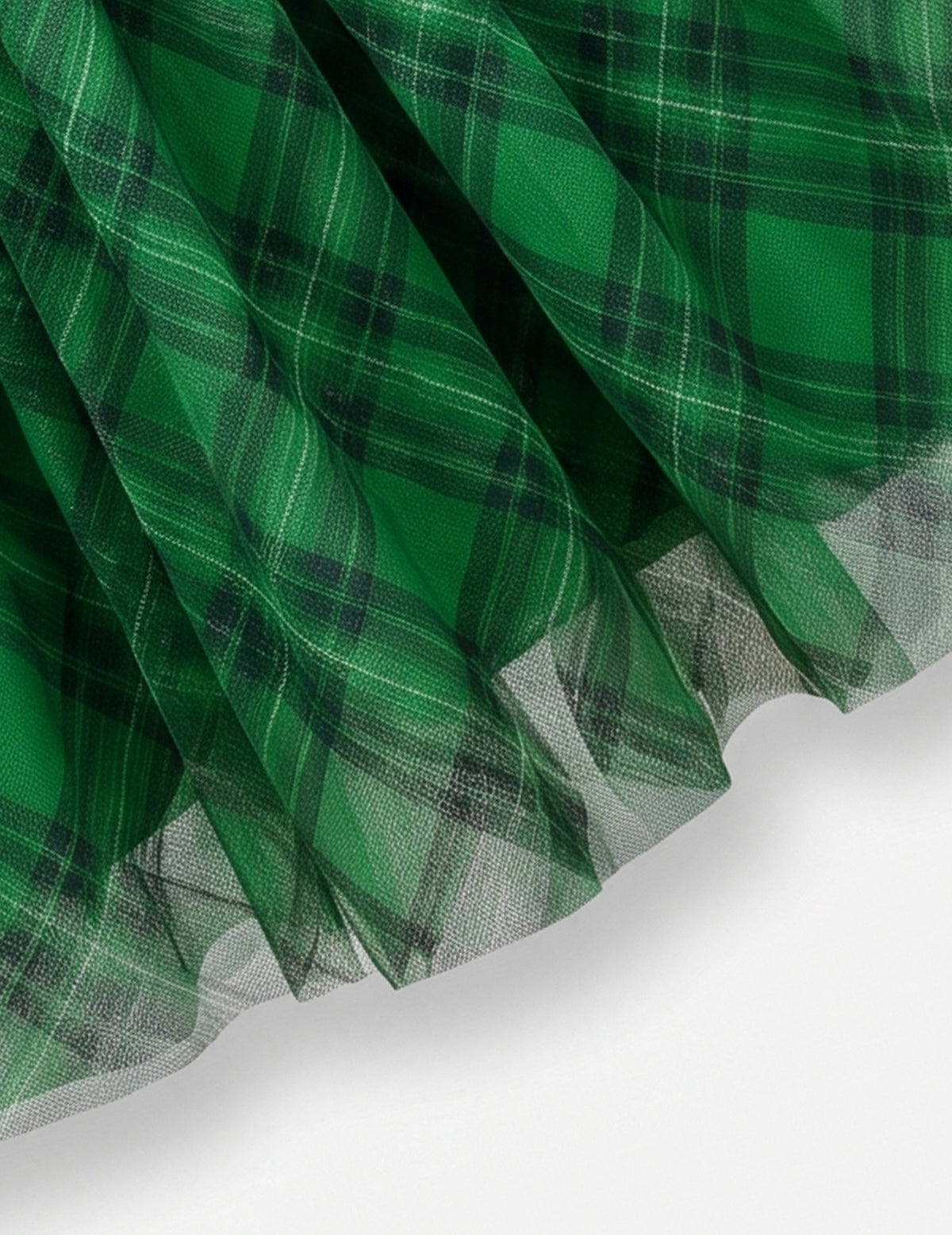 Girls Dress Plaid Tartan Collar Bow Belt Casual Festive Christmas Party Winter - Green Plaid Tulle