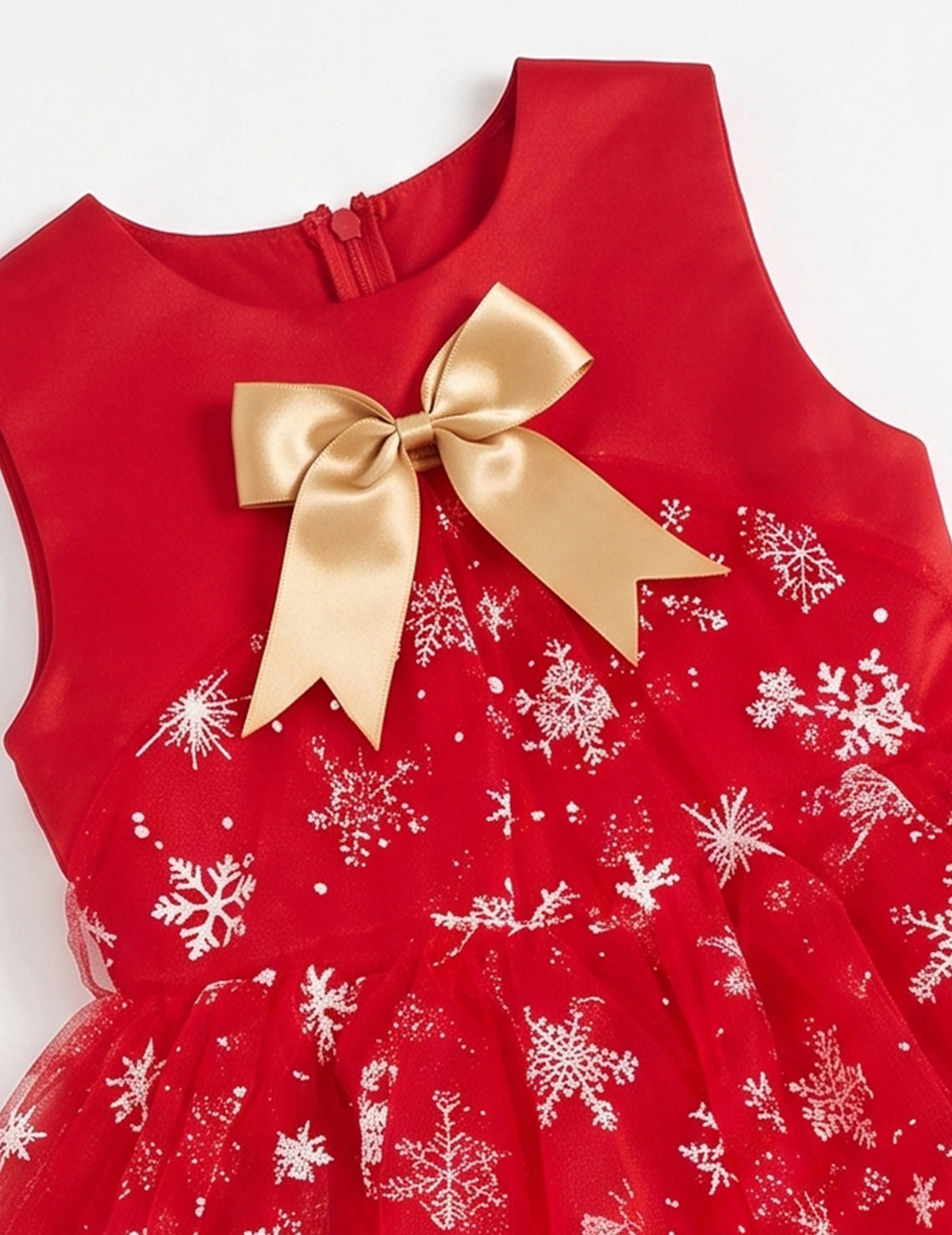 Girls Dress Colorful Glitter Sequin Ruffle Dress Princess Pageant - Red Snowflake