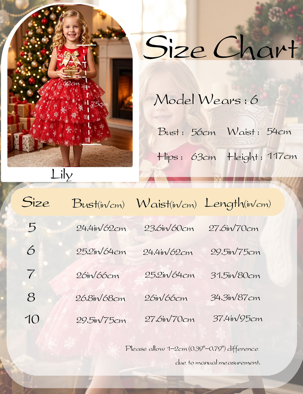Girls Dress Colorful Glitter Sequin Ruffle Dress Princess Pageant - Red Snowflake