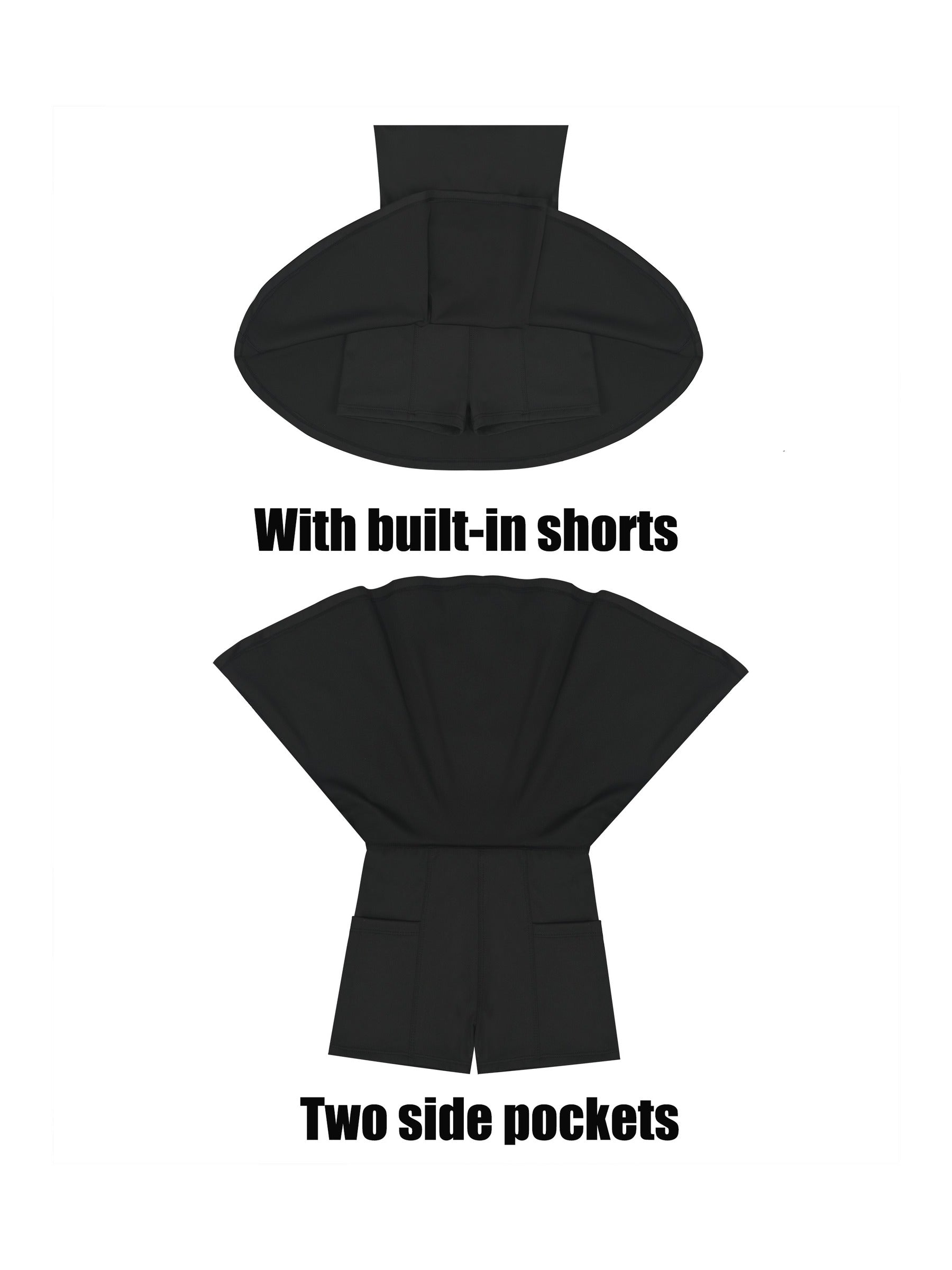 Girls Tennis Dress Black Open Back Bow Sleeveless Kids Golf School Sports Dresses Outfit with Shorts Pockets Black Bow