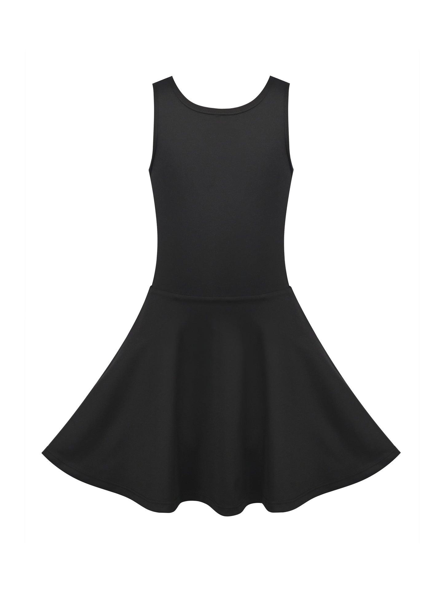 Girls Tennis Dress Black Open Back Bow Sleeveless Kids Golf School Sports Dresses Outfit with Shorts Pockets Black Bow