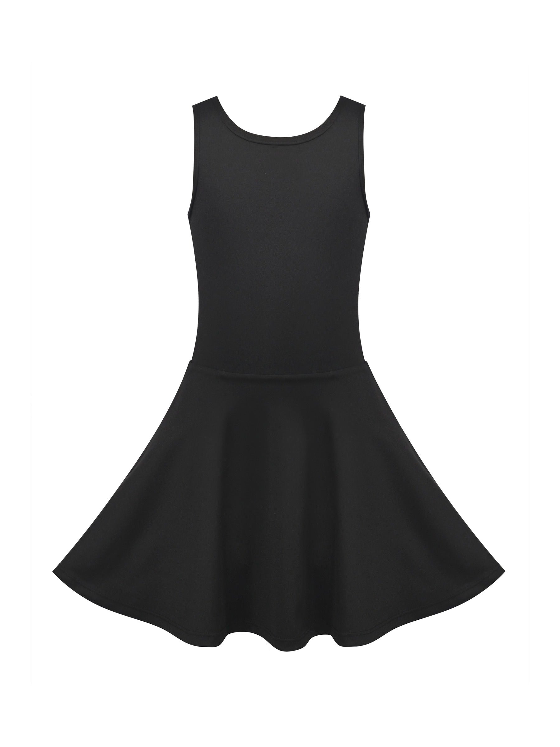Girls Tennis Dress Black Open Back Bow Sleeveless Kids Golf School Sports Dresses Outfit with Shorts Pockets Black Bow