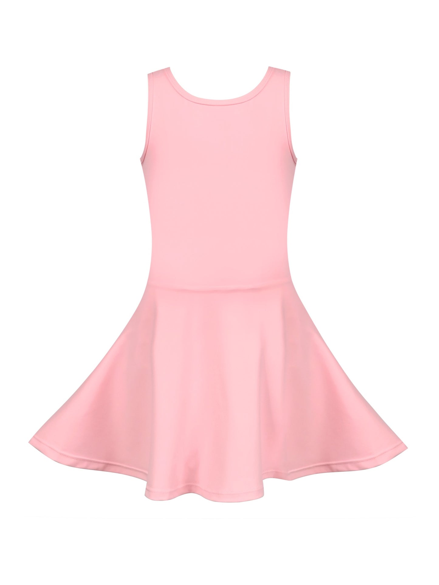 Girls Tennis Dress Black Open Back Bow Sleeveless Kids Golf School Sports Dresses Outfit with Shorts Pockets Light Pink Solid