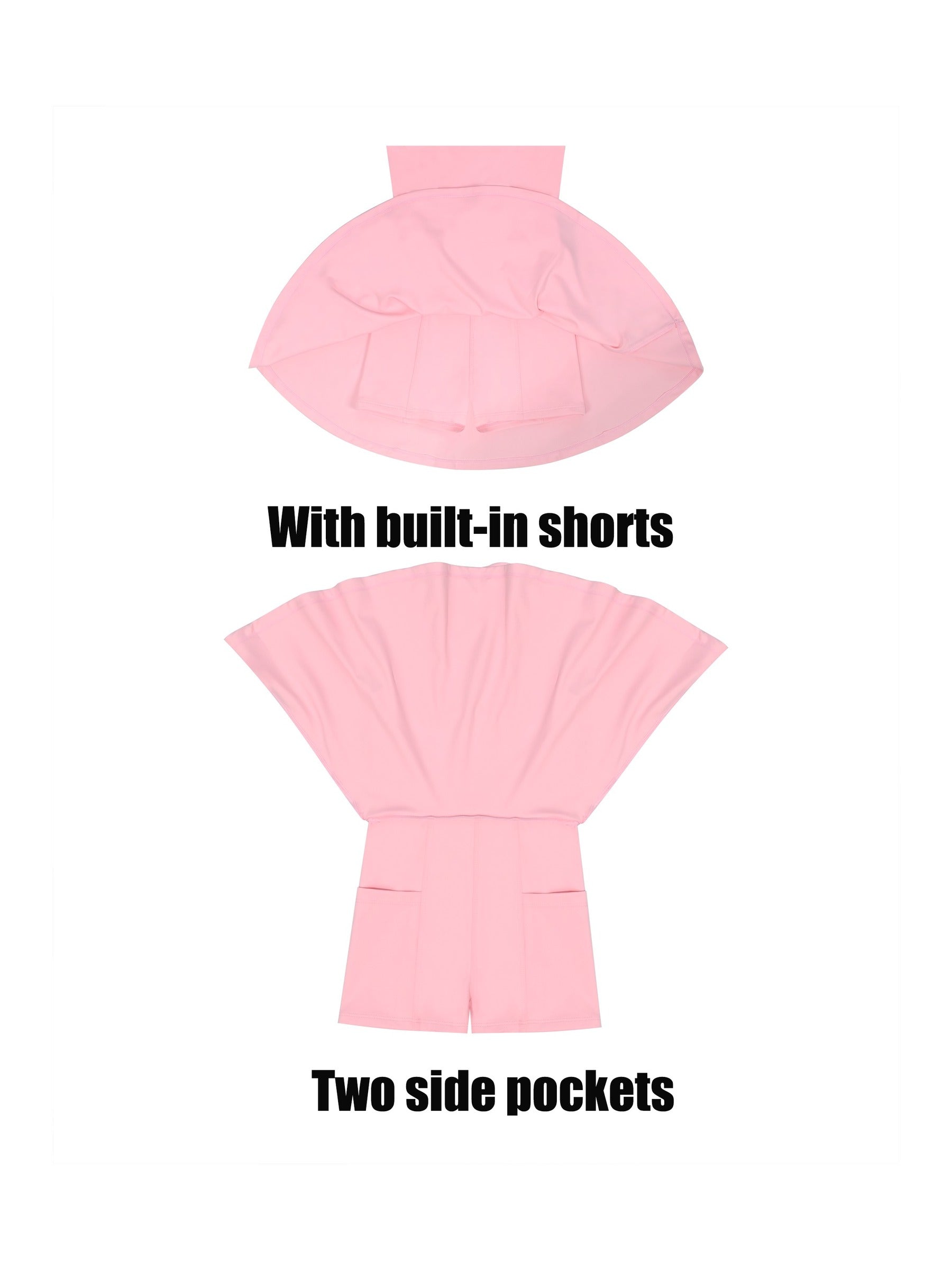 Girls Tennis Dress Black Open Back Bow Sleeveless Kids Golf School Sports Dresses Outfit with Shorts Pockets Light Pink Solid