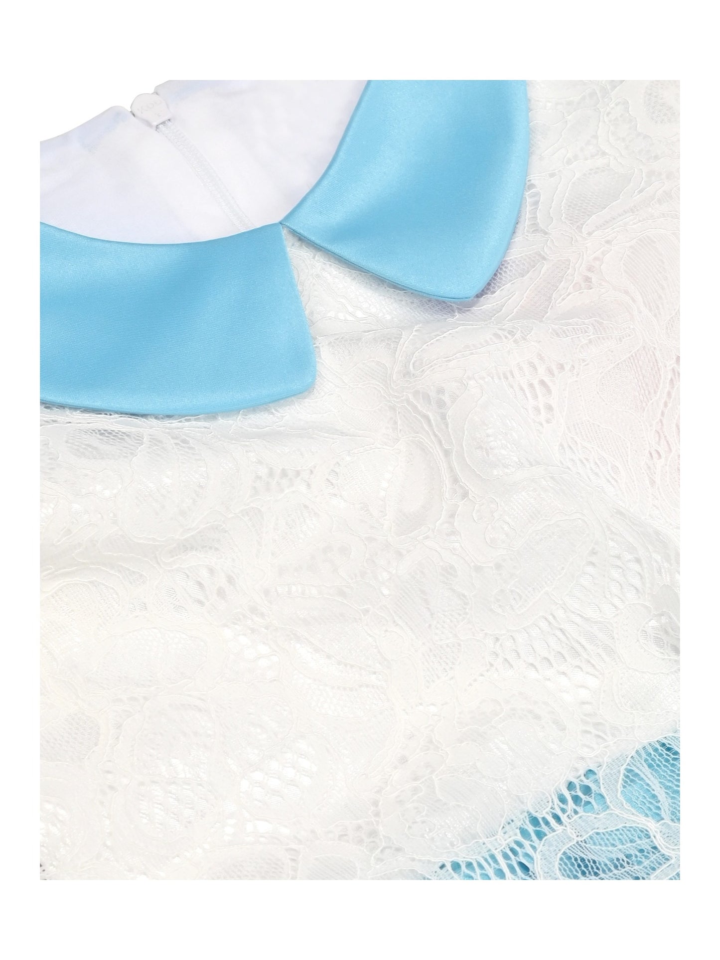 Girls Dress White Lace Sleeveless Pink Stripe Casual Party Sundress Sky Blue Lace