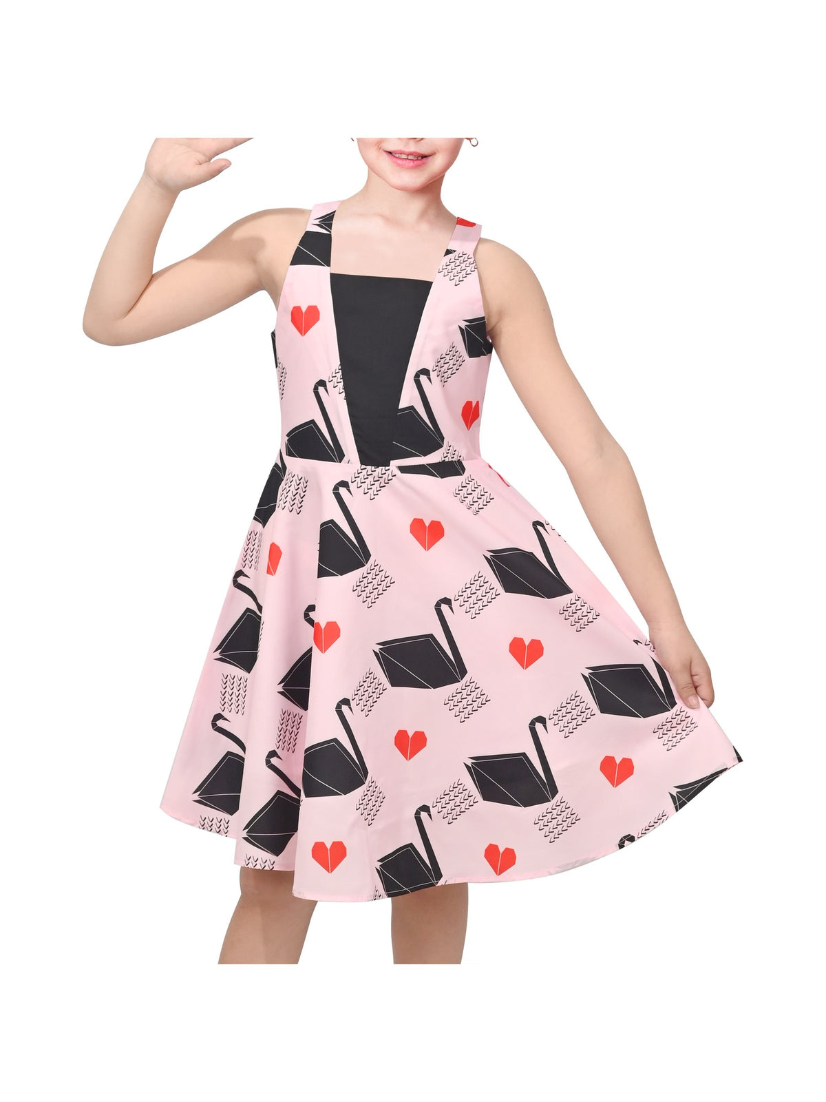 Girls Dress Purple Flower Shell Print Party Dancing Dress - Light Pink Printed