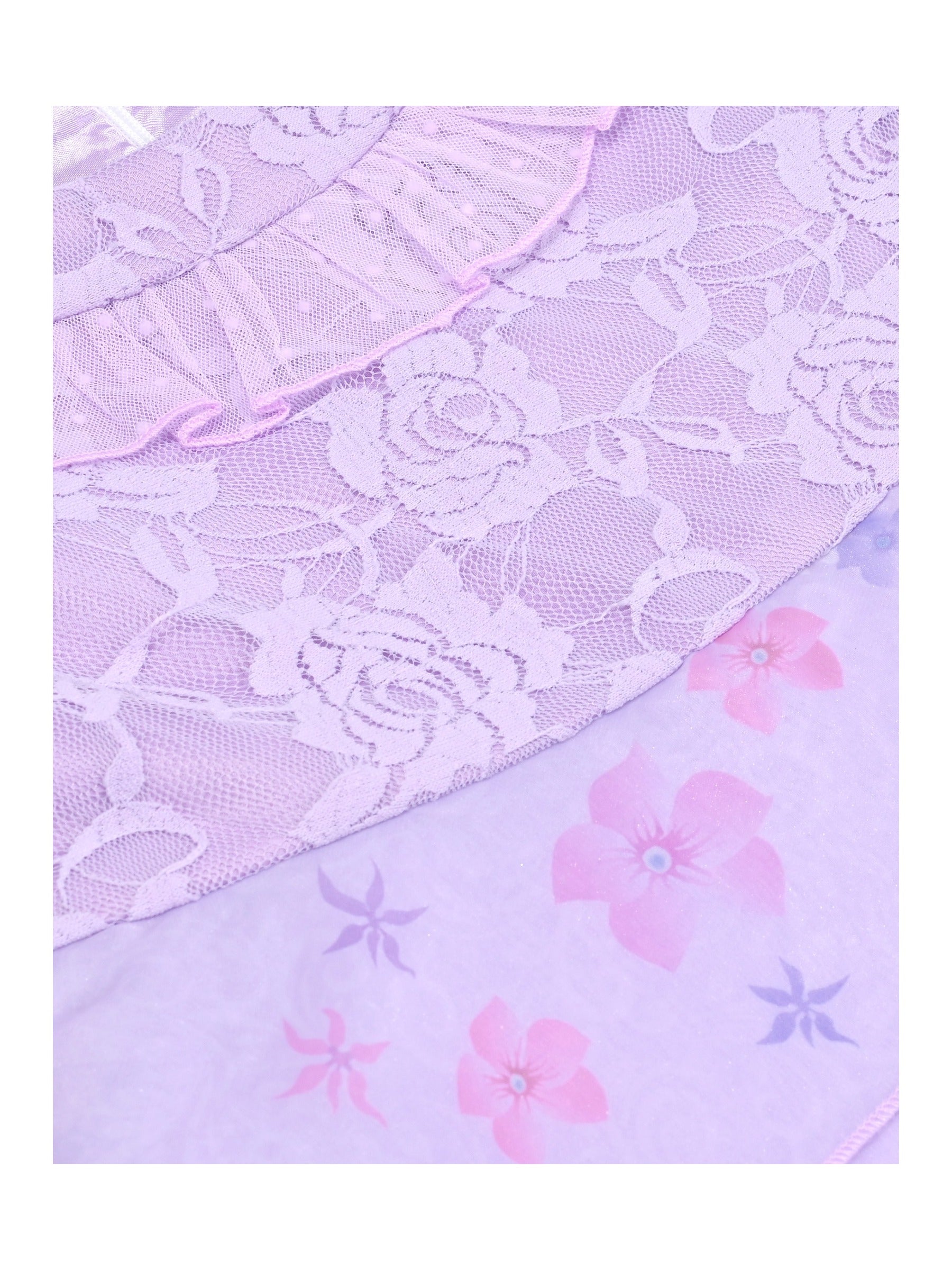 Girls Dress Pink Tulle Floral Applique 3/4 Sheer Mesh Sleeve Wedding Party Purple Lace Floral