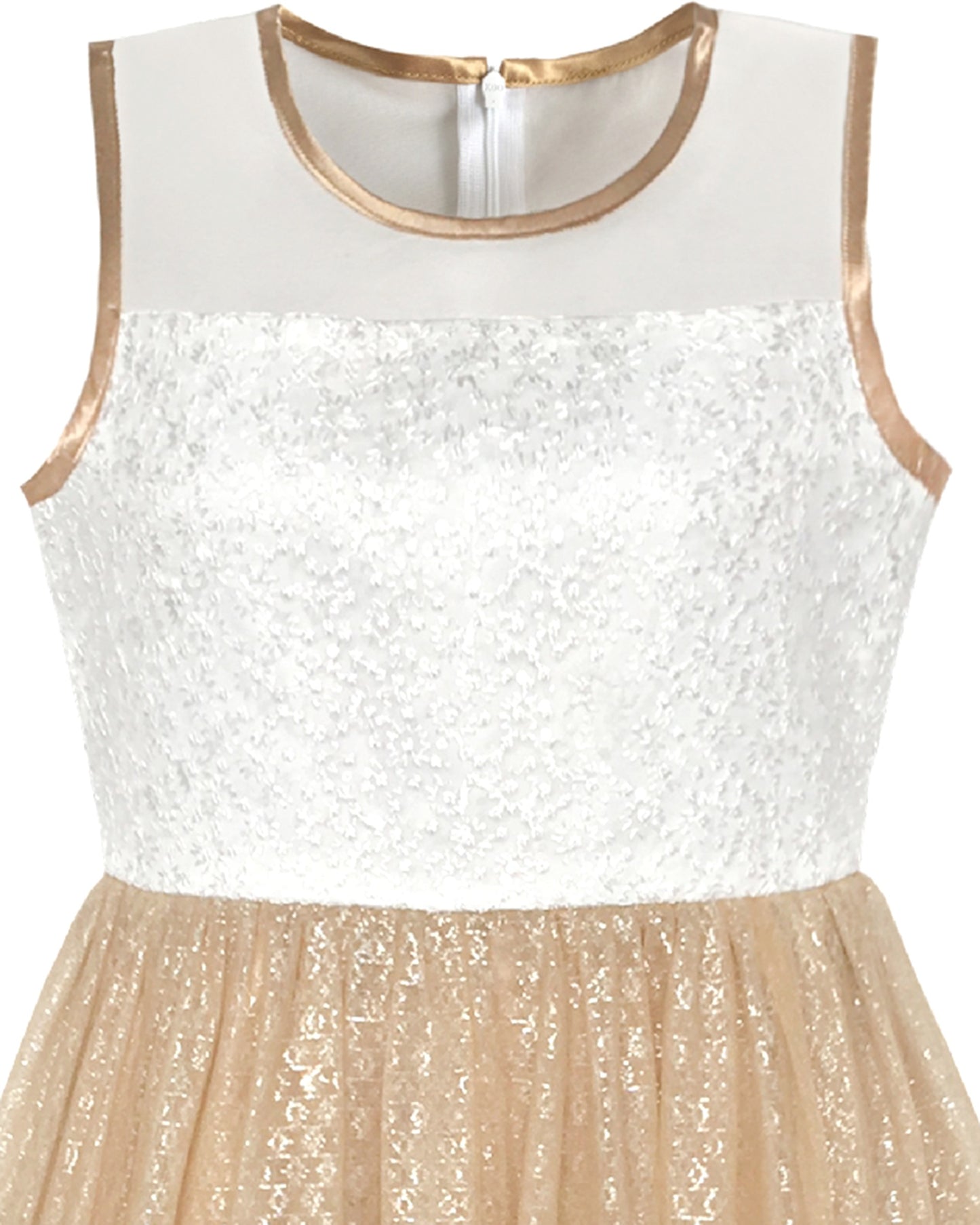 Girls Champagne Dress Sleeveless Floral Lace Calf Length Party Formal Dress Champagne Formal