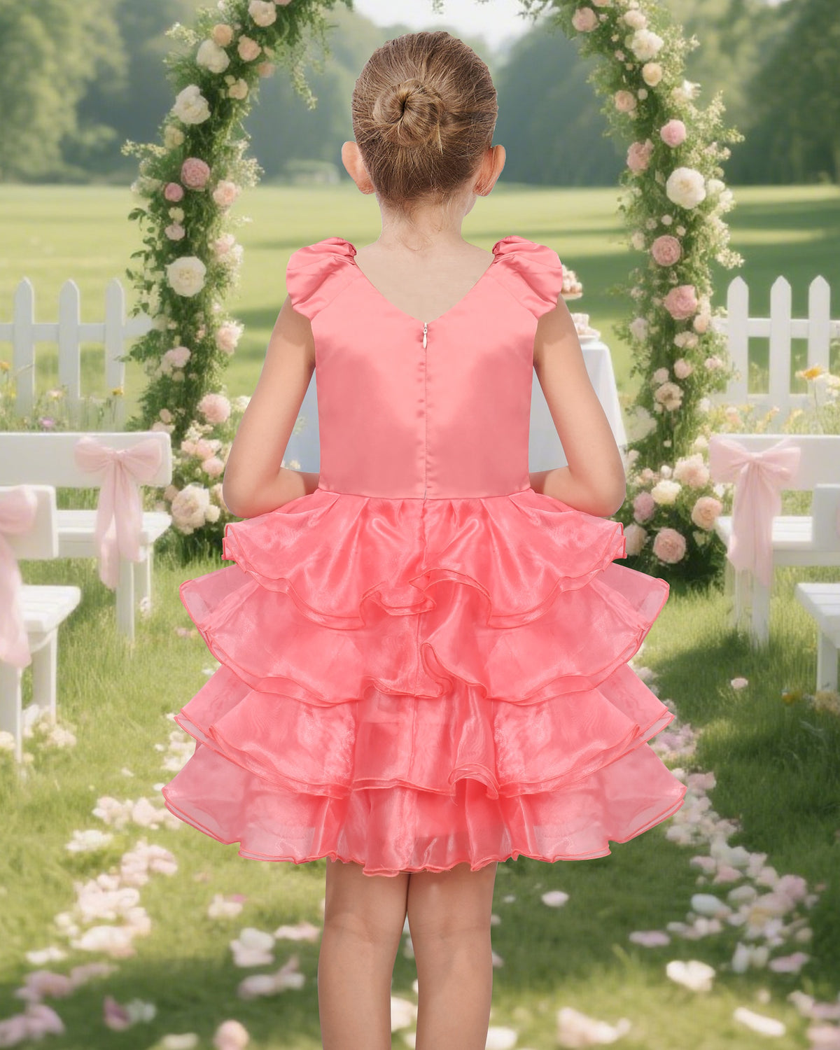 Girls Dress Black White Color Contrast Tutu Dancing Dress - Pink Sequin Ruffle
