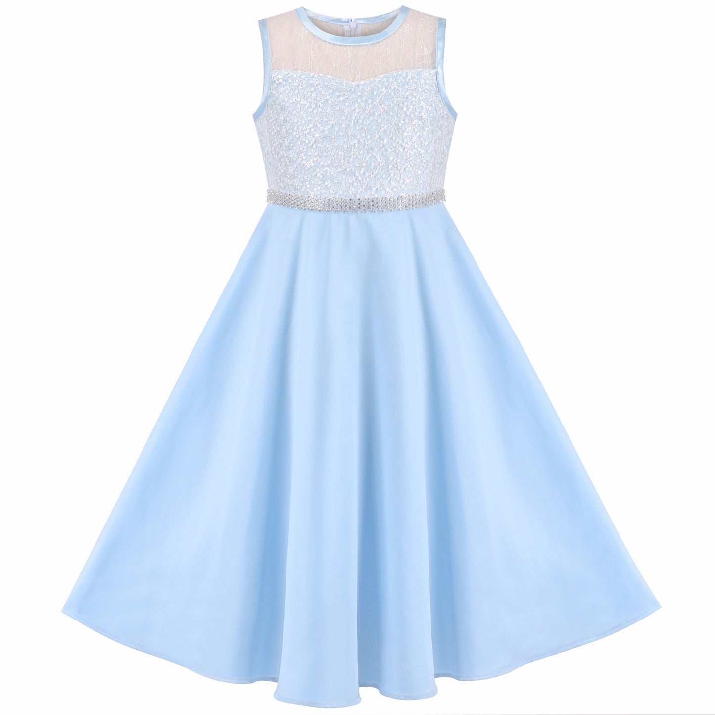 Girls Dress Rhinestone Chiffon Bridesmaid Dance Ball Maxi Gown Size 6-14 Years