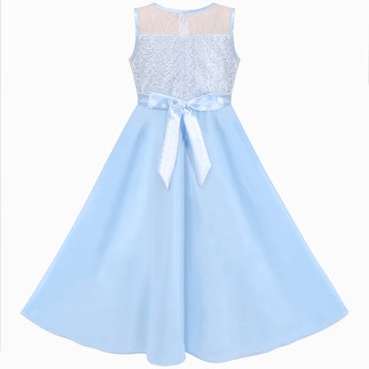 Girls Dress Rhinestone Chiffon Bridesmaid Dance Ball Maxi Gown Size 6-14 Years