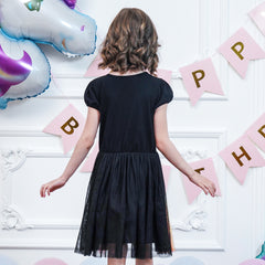 Girls Dress Short Sleeve Rainbow Tulle Skirt Birthday Party Size 4-10 Years