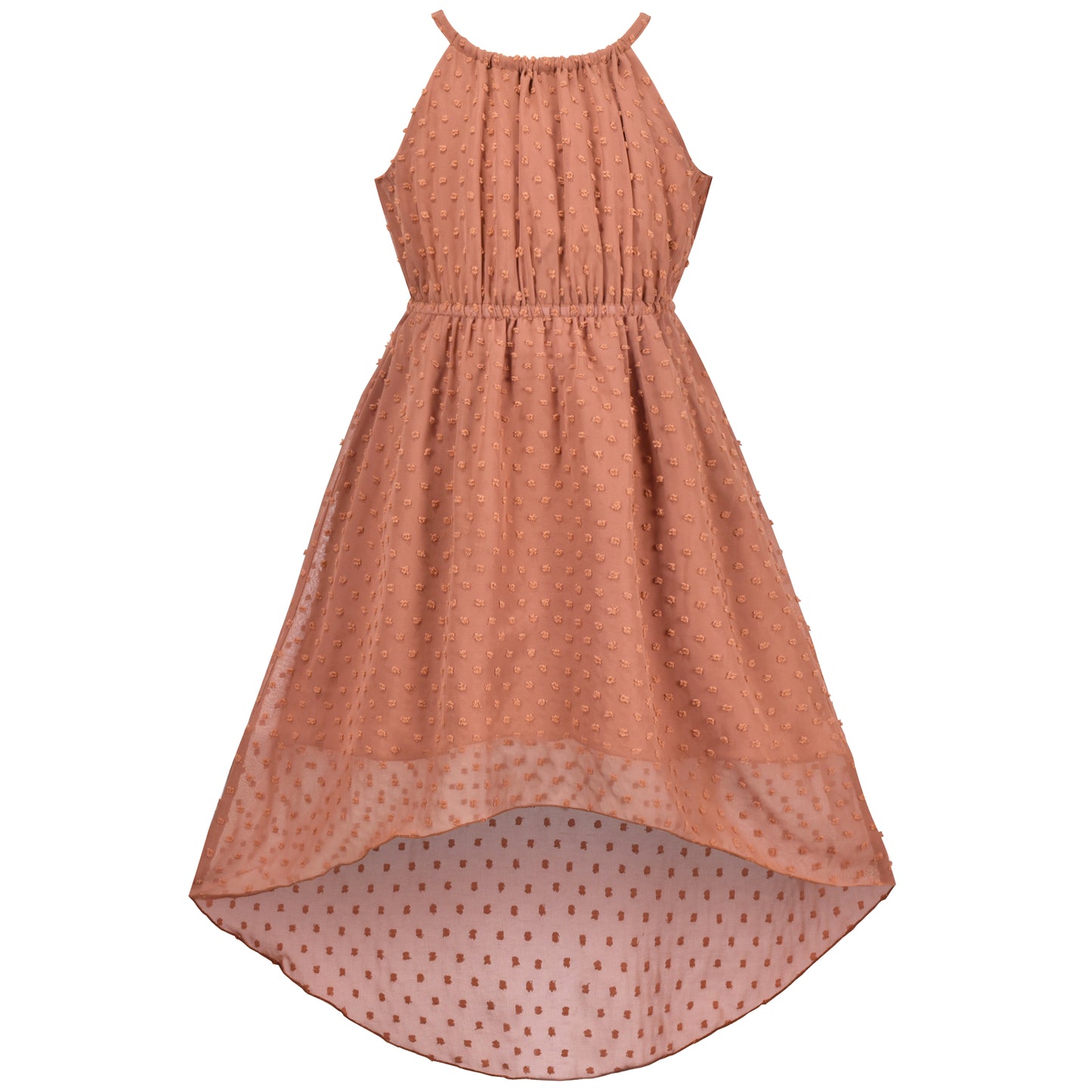 Girls Dress Swiss Dot Hi-lo Skirt Sweet Halter Sleeveless Size 6-14 Years