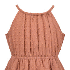 Girls Dress Swiss Dot Hi-lo Skirt Sweet Halter Sleeveless Size 6-14 Years