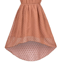 Girls Dress Swiss Dot Hi-lo Skirt Sweet Halter Sleeveless Size 6-14 Years