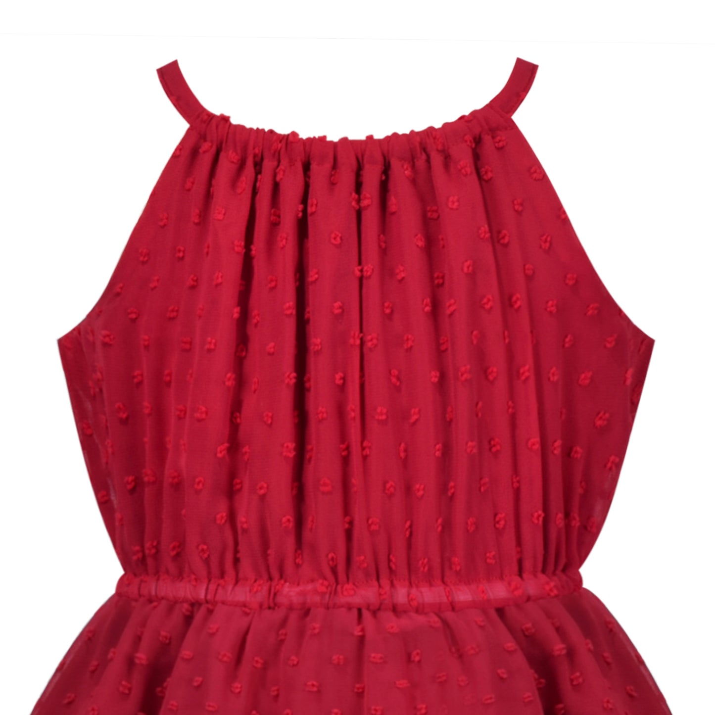 Girls Dress Swiss Dot Hi-lo Skirt Sweet Halter Sleeveless Size 6-14 Years