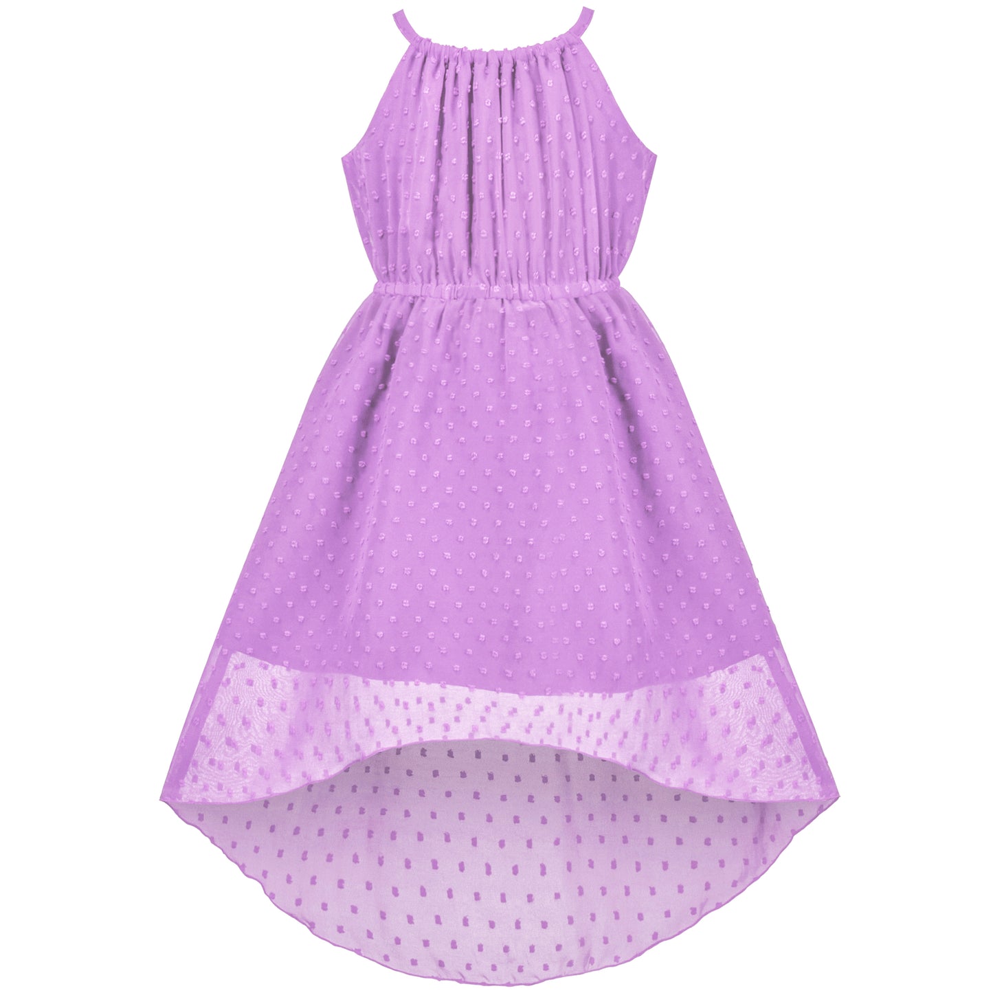 Girls Dress Swiss Dot Hi-lo Skirt Sweet Halter Sleeveless Size 6-14 Years