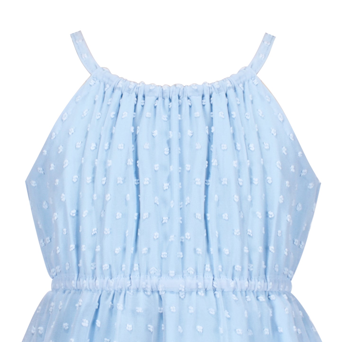 Girls Dress Swiss Dot Hi-lo Skirt Sweet Halter Sleeveless Size 6-14 Years
