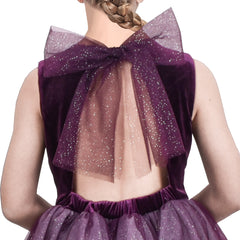Girls Dress Christmas Vintage V-neck Hollow Back Gold Star Bow Tie Size 6-12 Years