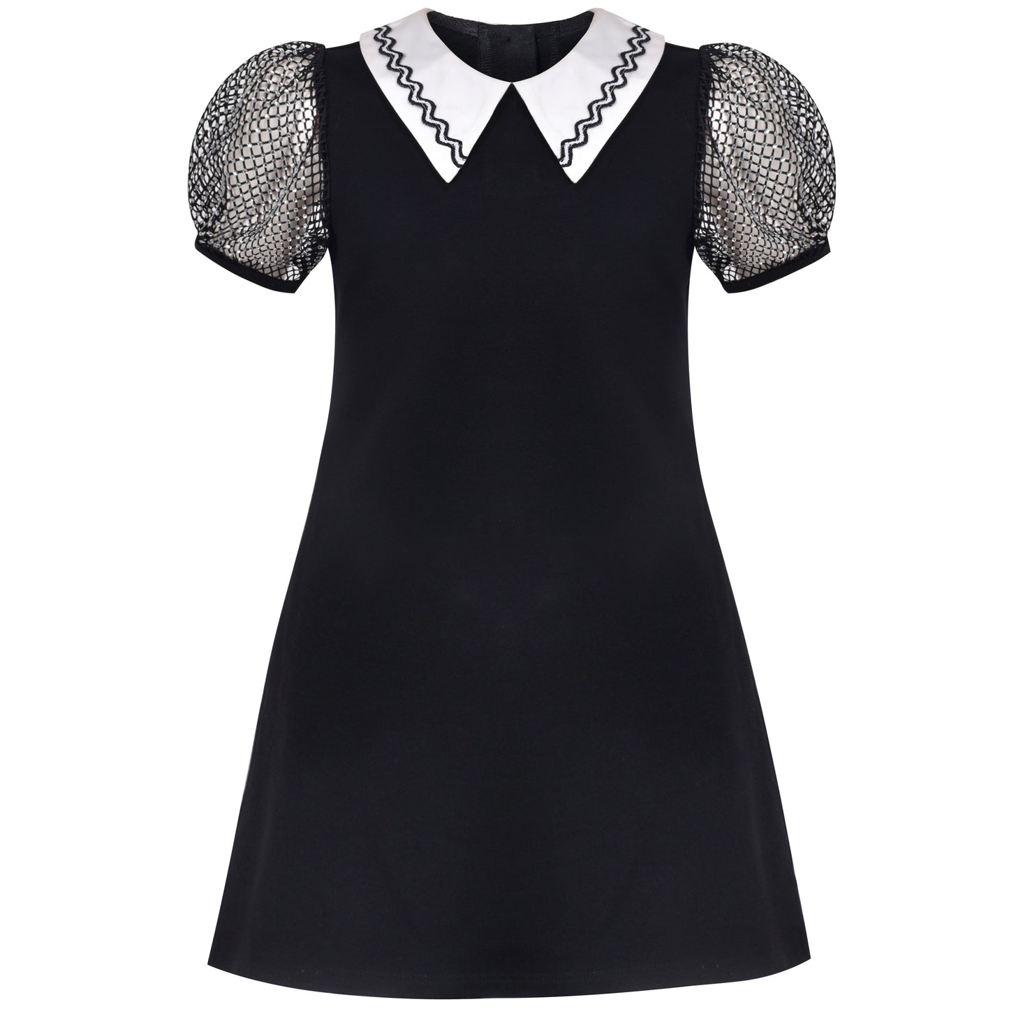 Girls Dress Flower Embroidered Stripe Short Sleeve Size 2-12 Years