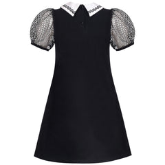 Girls Dress Flower Embroidered Stripe Short Sleeve Size 2-12 Years
