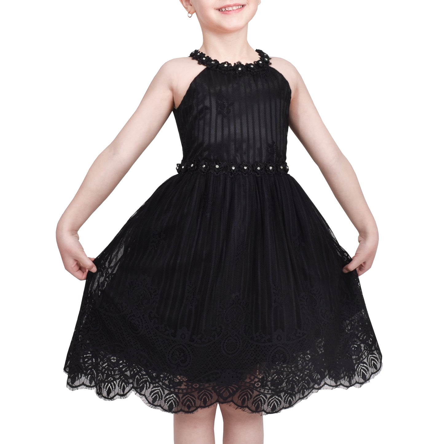 Girls Dress Butterfly Embroidered Halter Dress Party Size 5-12 Years
