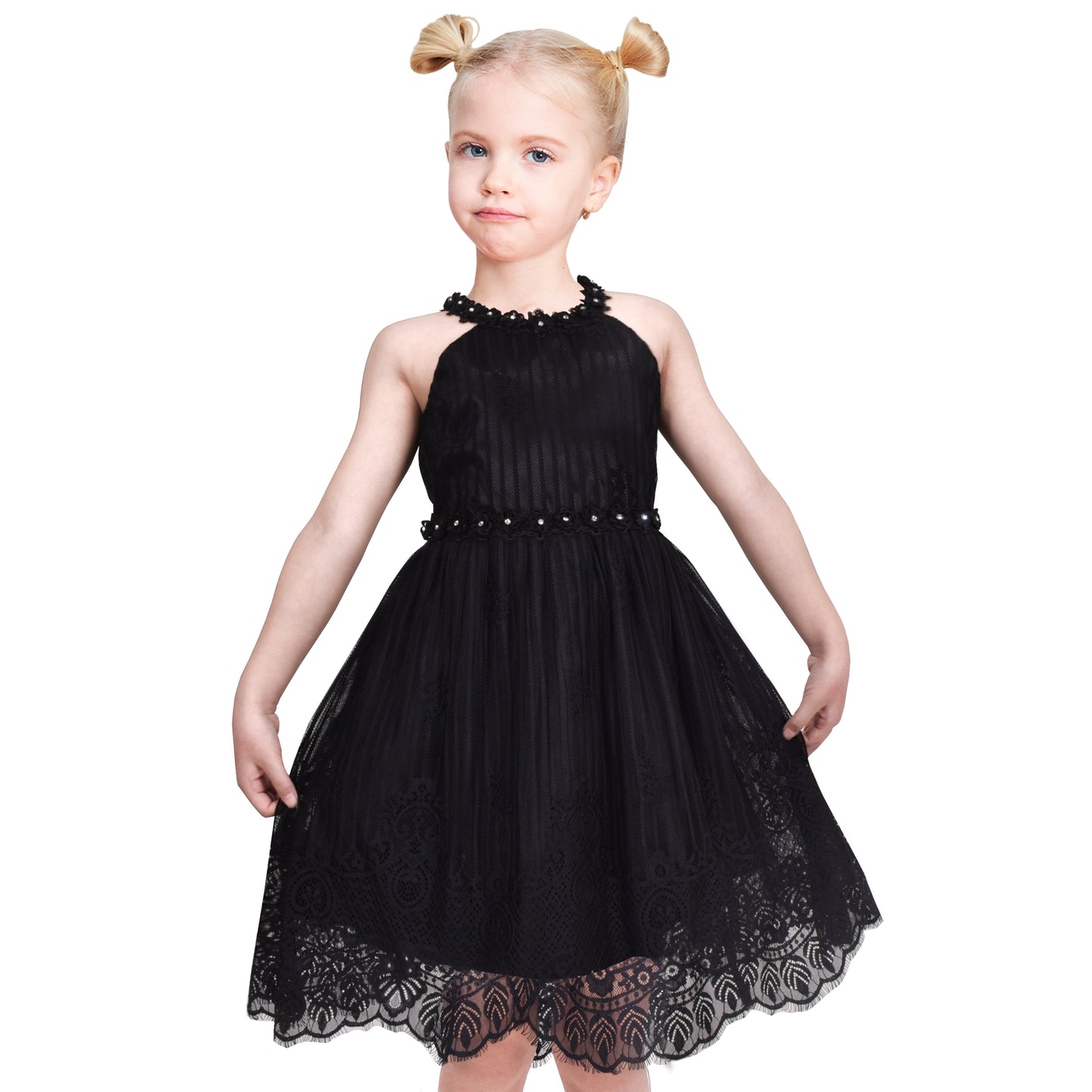 Girls Dress Butterfly Embroidered Halter Dress Party Size 5-12 Years