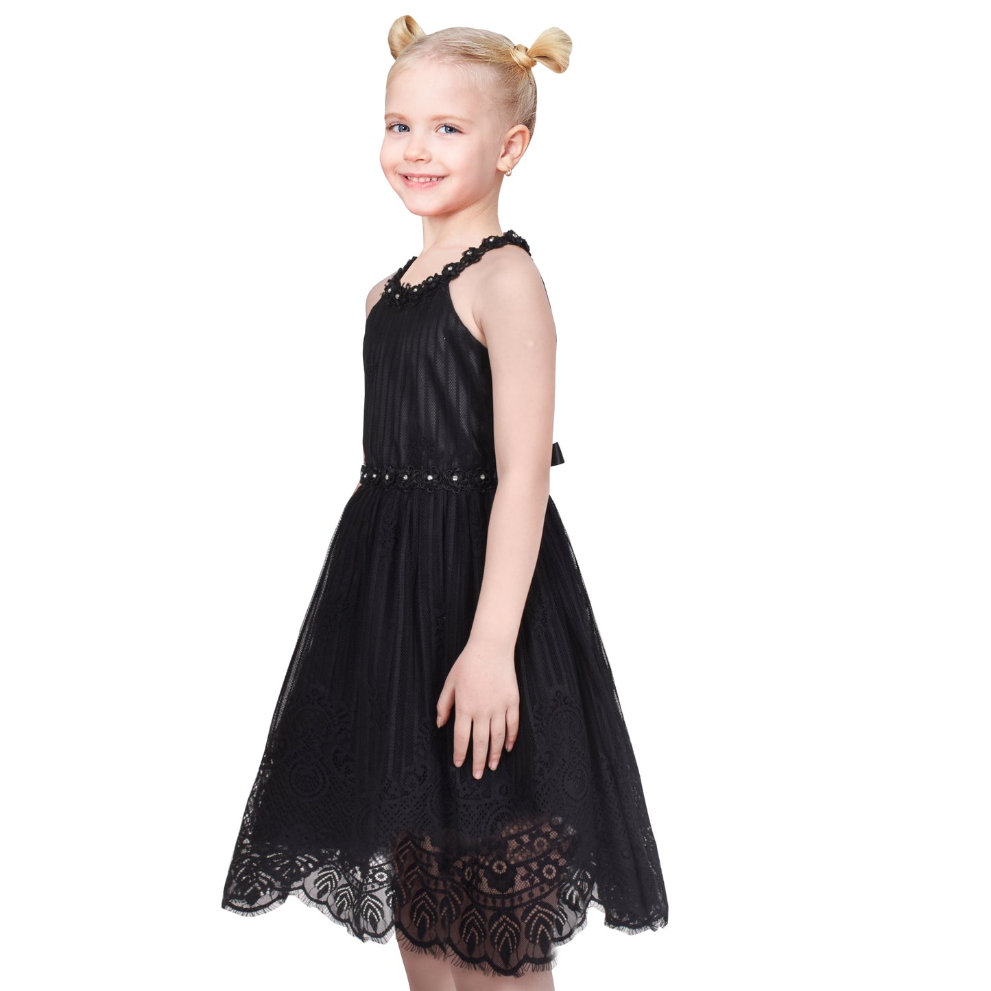 Girls Dress Butterfly Embroidered Halter Dress Party Size 5-12 Years