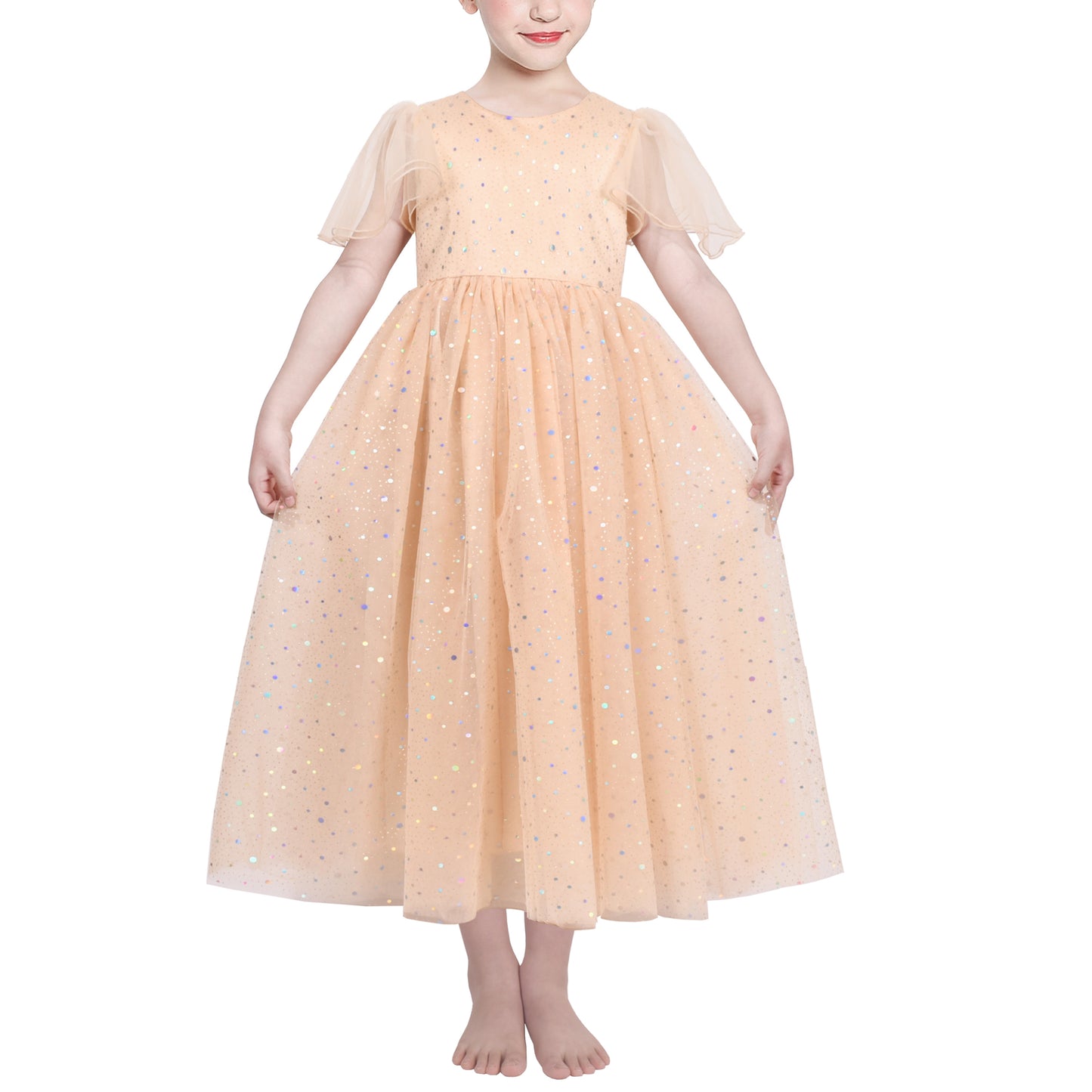 Flower Girls Dress Lace Hem Wedding First Communion Size 6-14 Years